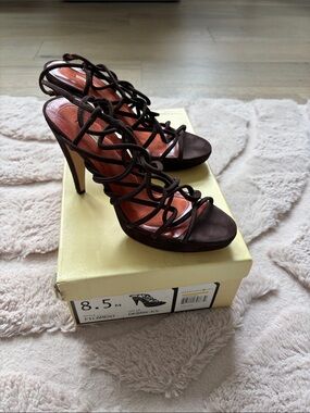 Max Studio Chocolate Brown Strappy High Heel Sandals